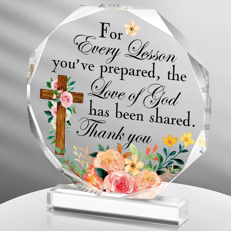 Perthlin Acrylic Teacher Appreciation Gifts for Women Teacher Christmas Gifts Thank You Teachers Gift from Student Retirement Present for Office Desk Paperweight Keepsake Decor(Lovely Nonagon) - Image 1